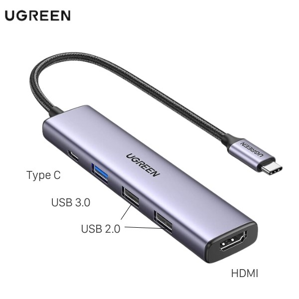 Adapter chuyển đổi Type C 5 in 1 Ugreen 15495