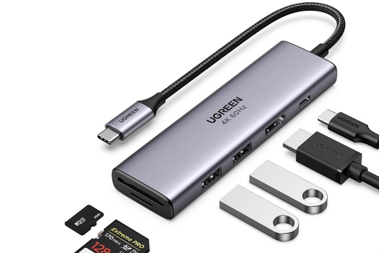 Adapter chuyển đổi USB C 6 in 1 Ugreen 60384 - Hình ảnh 3